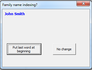 Selection family name indexing